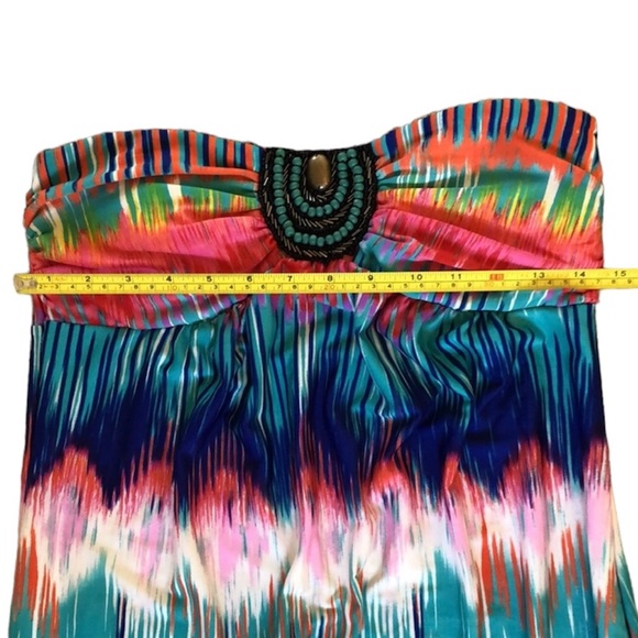 Heartsoul Womens Maxi Halter Dress Ikat Multicolor Beach Lounge Sz S - Picture 6 of 13